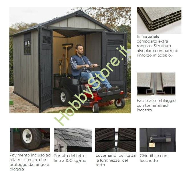 Casetta Da Giardino Keter Oakland 759 - Effetto Legno Spazzolato, Grigio, 6 M&sup2;