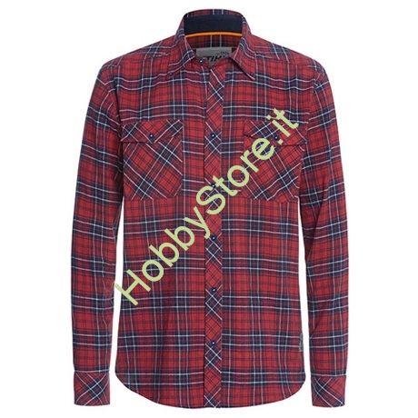 AIEOE Camicia da uomo a maniche lunghe, in flanella, con risvolto, slim