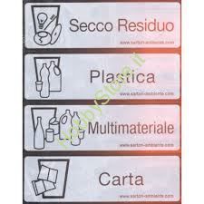 Foglio etichette adesive per bidone raccolta differenziata