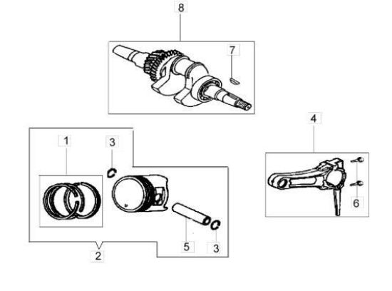 Albero e pistone per motozappa MH 175 RK (K800 HT)