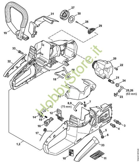 Corpo impugnatura, cappottura msa 120 stihl