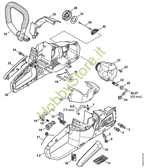 Corpo impugnatura e cappottatura MSA 140 Stihl