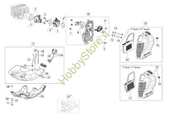Serbatoio e filtro aria per BC 530 S