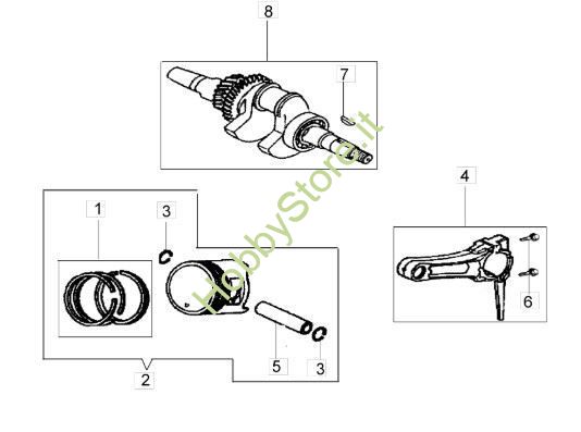 Albero e pistone per motozappa MH 175 RK (K800 HT)