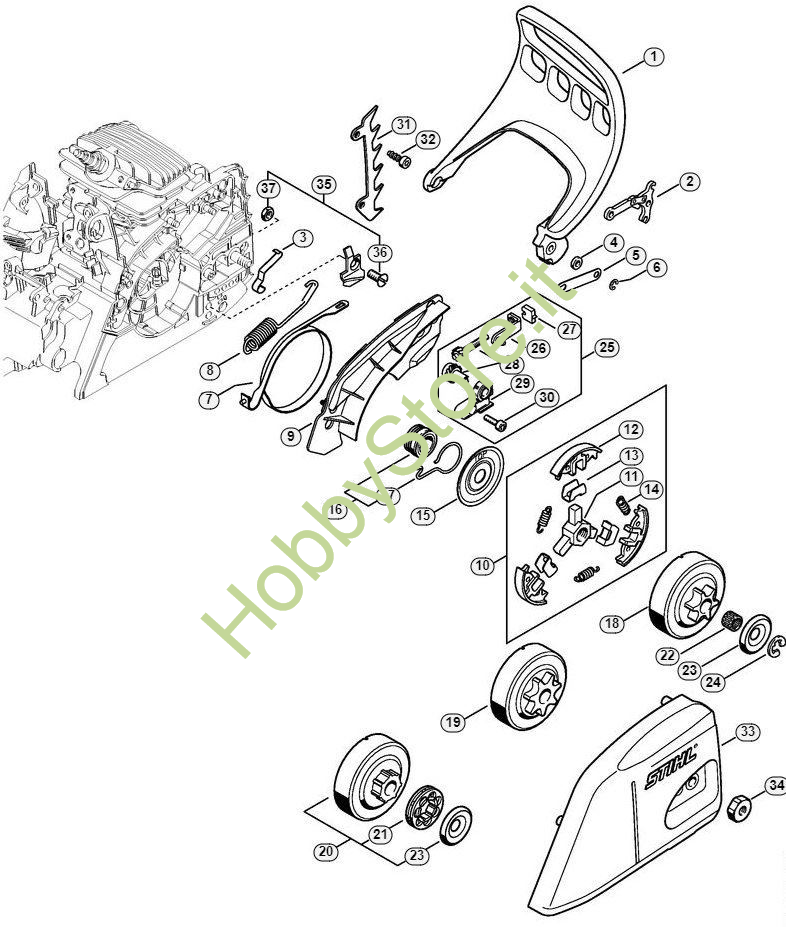 Hippotech - Maniglia per freno a catena per motosega STIHL 017 018 MS170 MS180 MS 170 180, sostituisce 1130 792 9100