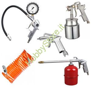 Kit GrecoShop 5 Accessori Per Compressore Con Attacco A Vite, Resistenti E Durevoli