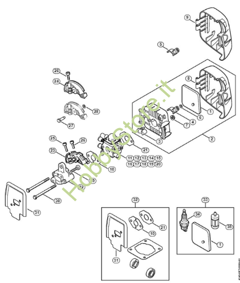 Filtro aria, flangia intermedia decespugliatore FS 38