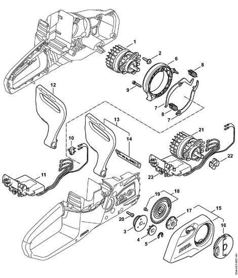 Elettromotore, modulo elettronico, Coperchio rocchetto catena Motoseghe a batteria (MSA) MSA 140 C-B della marca STIHL