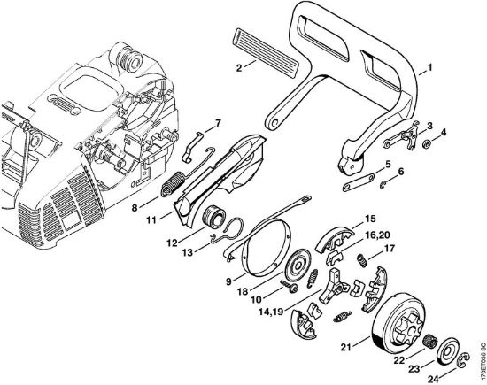 Protezione mano, freno catena Motoseghe a benzina (MS) 019 T della marca STIHL