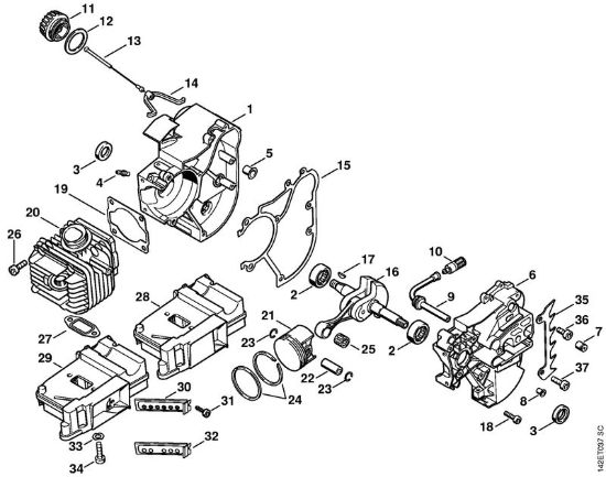 Carter albero a gomito Motoseghe a benzina (MS) 020 (1129) della marca STIHL
