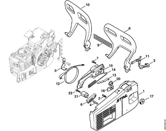 Coperchio rocchetto catena Motoseghe a benzina (MS) 020 (1129) della marca STIHL