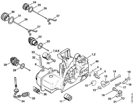 Carcassa motore Motoseghe a benzina (MS) 023 Z della marca STIHL
