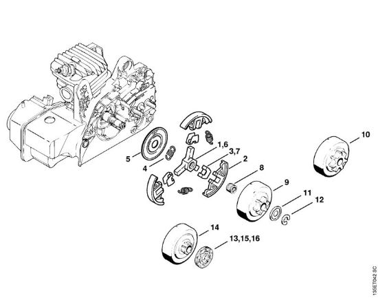 Frizione Motoseghe a benzina (MS) 023 Z della marca STIHL