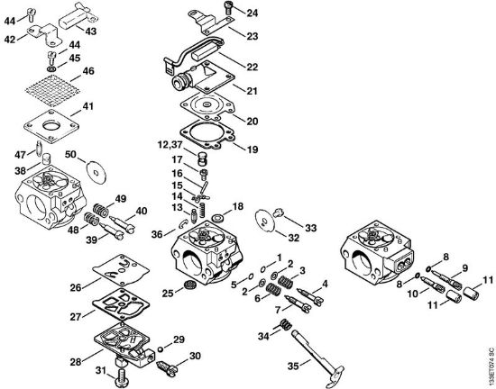 Carburatore WT-427, WT-590, WT-195, WT-155 Motoseghe a benzina (MS) 026 C della marca STIHL