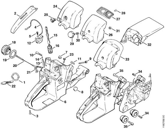 Corpo serbatoio, succhieruola Motoseghe a benzina (MS) 028 W della marca STIHL