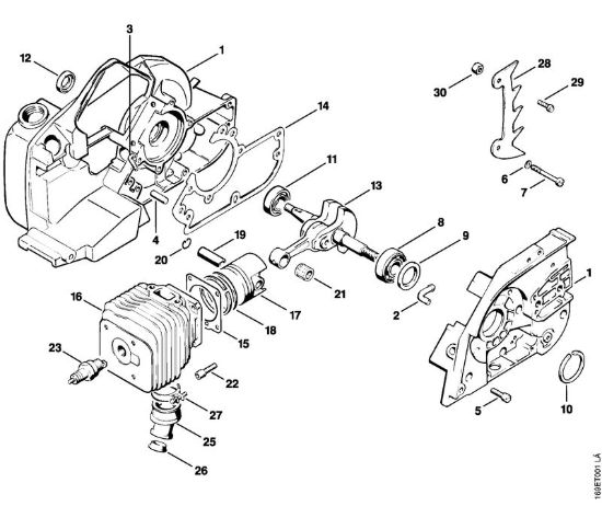 Carter albero a gomito, cilindro Motoseghe a benzina (MS) 032 AVEW della marca STIHL