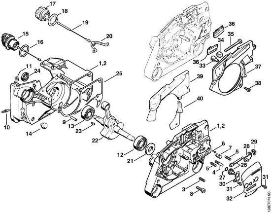 Carter albero a gomito, dispositivo tendicatena Motoseghe a benzina (MS) 034 S della marca STIHL