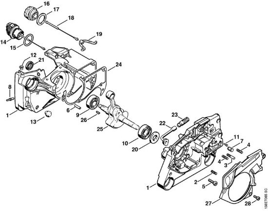Carter albero a gomito Motoseghe a benzina (MS) 036 W della marca STIHL