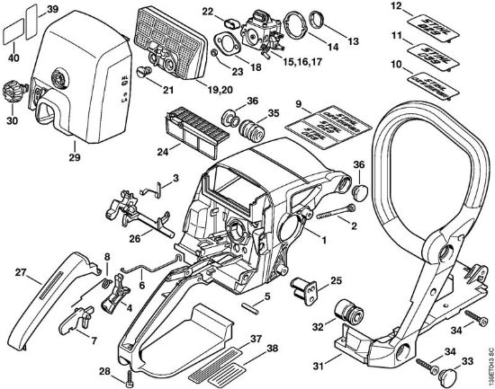 Corpo impugnatura Motoseghe a benzina (MS) 039 della marca STIHL