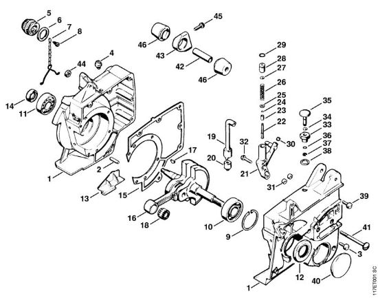 Carter albero a gomito, albero a gomito Motoseghe a benzina (MS) 075 AVEQ della marca STIHL