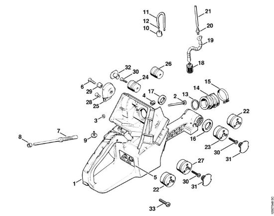 Corpo serbatoio, sistema AV Motoseghe a benzina (MS) 084 W della marca STIHL