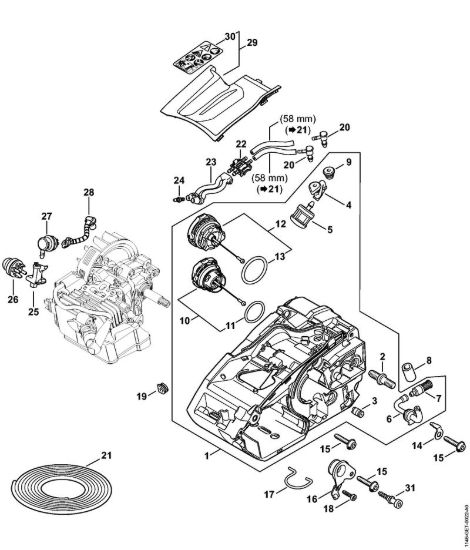 Carcassa motore Motoseghe a benzina (MS) MS 151 TC-E della marca STIHL