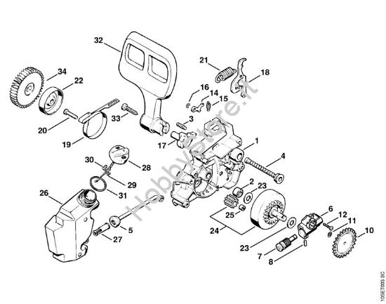 Pompa olio, freno catena Elettroseghe (MSE) E 14 della marca STIHL