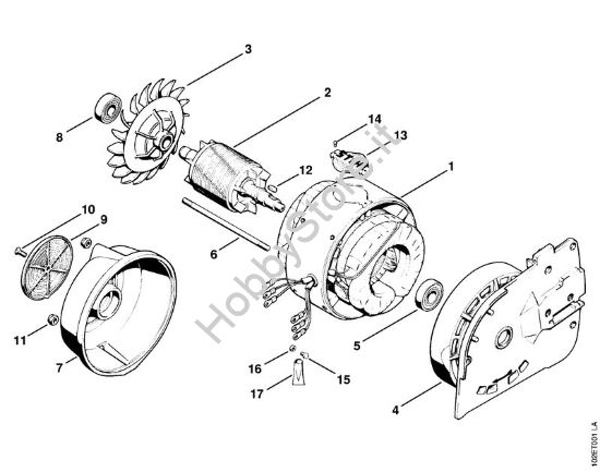 Carter statore, albero motore Elettroseghe (MSE) E 30 della marca STIHL