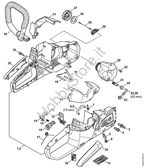 Corpo impugnatura, cappottatura Motoseghe a batteria (MSA) MSA 140 C-B della marca STIHL