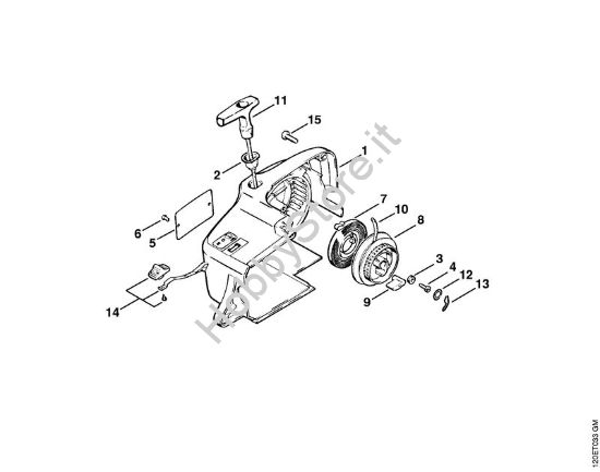 Dispositivo di avviamento Motoseghe a benzina (MS) 011 AVEQ della marca STIHL