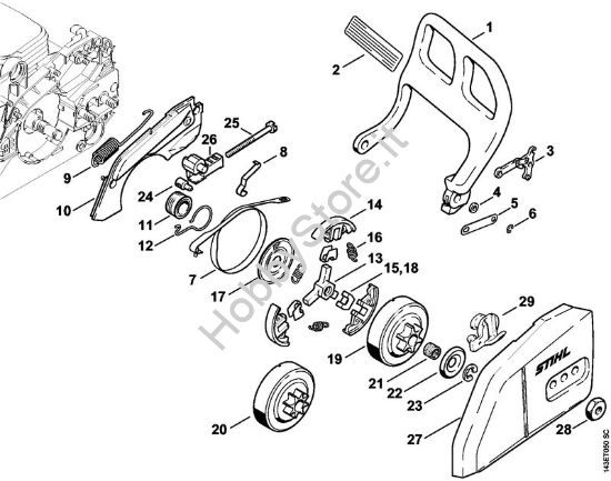 Protezione mano, freno catena Motoseghe a benzina (MS) 017 della marca STIHL