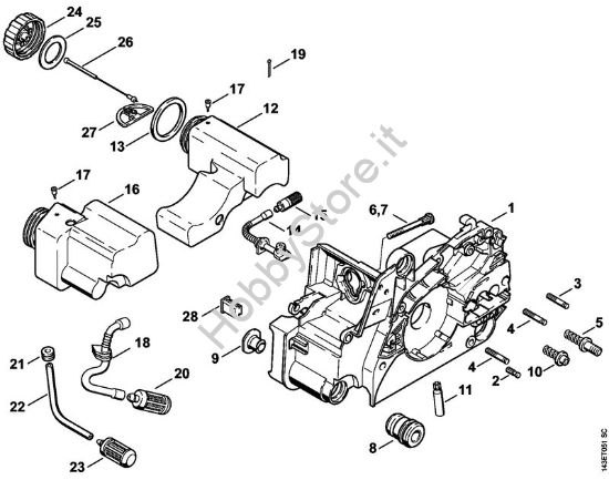 Carcassa motore Motoseghe a benzina (MS) 017 C della marca STIHL