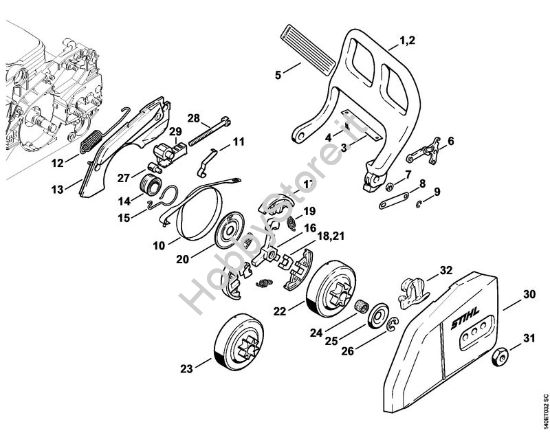 Protezione mano, freno catena Motoseghe a benzina (MS) 018 della marca STIHL