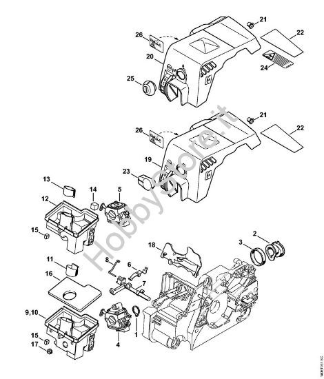 Filtro aria, cappottatura Motoseghe a benzina (MS) 018 C della marca STIHL