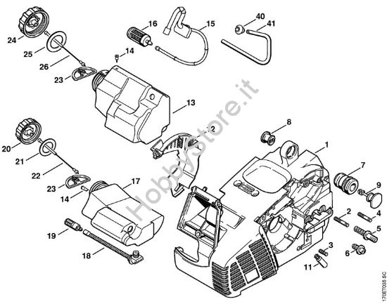 Carcassa motore Motoseghe a benzina (MS) 019 T della marca STIHL