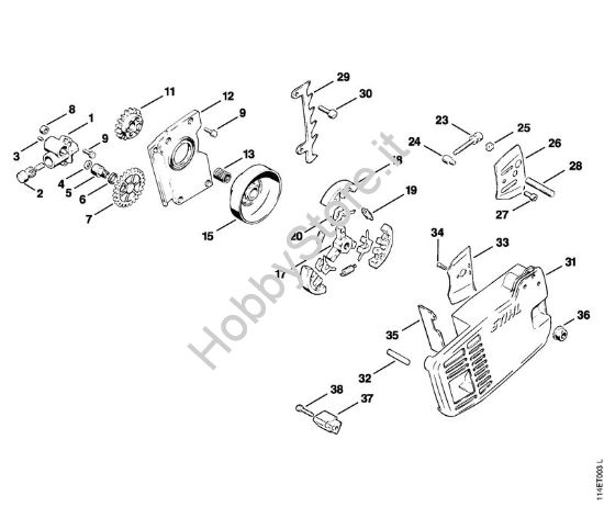 Pompa olio, frizione Motoseghe a benzina (MS) 020 (1114) della marca STIHL
