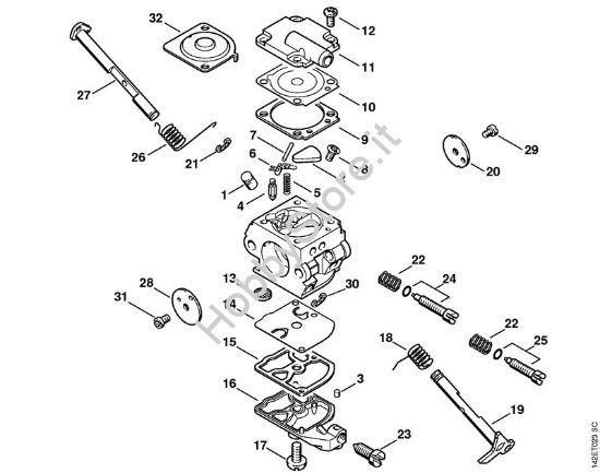 Carburatore C1Q-S32 Motoseghe a benzina (MS) 020 (1129) della marca STIHL