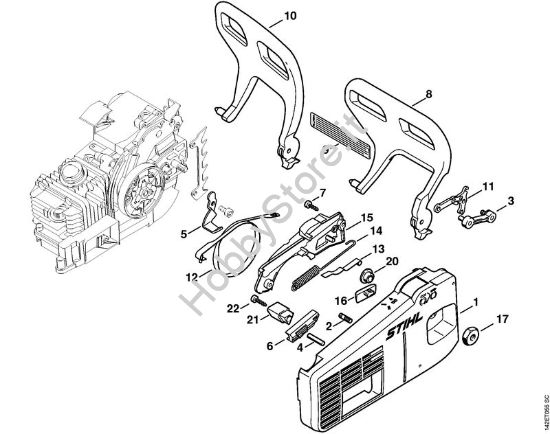Coperchio rocchetto catena Motoseghe a benzina (MS) 020 (1129) della marca STIHL