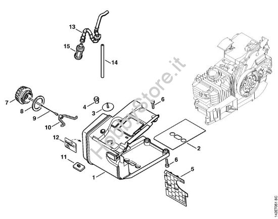 Corpo serbatoio 020 Motoseghe a benzina (MS) 020 (1129) della marca STIHL
