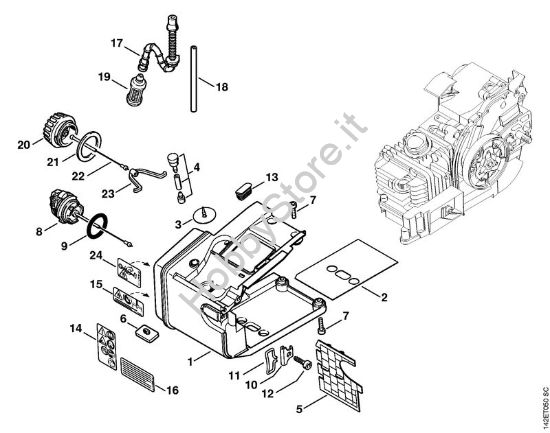 Corpo serbatoio 020 T Motoseghe a benzina (MS) 020 T della marca STIHL