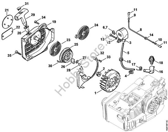 Dispositivo di avviamento Motoseghe a benzina (MS) 020 T della marca STIHL
