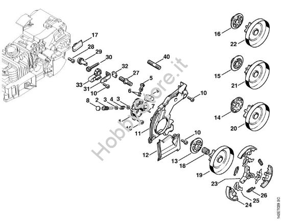 Pompa olio, frizione Motoseghe a benzina (MS) 020 T della marca STIHL