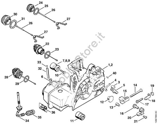 Carcassa motore Motoseghe a benzina (MS) 023 Z della marca STIHL