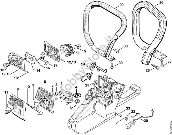Filtro aria, comando gas Motoseghe a benzina (MS) 024 SW della marca STIHL