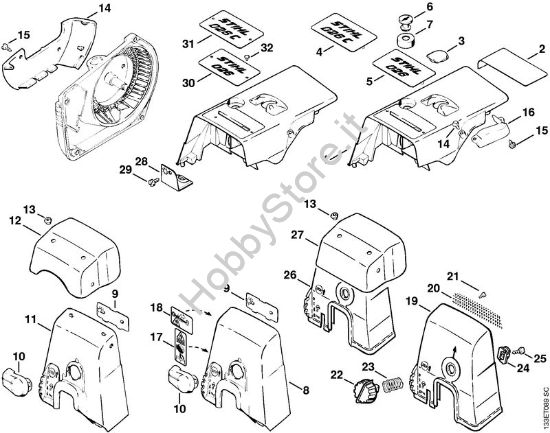 Cappottatura, coperchio sede carburatore Motoseghe a benzina (MS) 026 W della marca STIHL
