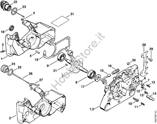 Carter albero a gomito Motoseghe a benzina (MS) 026 W della marca STIHL