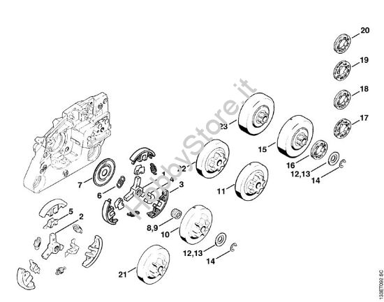 Frizione, rocchetto catena Motoseghe a benzina (MS) 026 W della marca STIHL
