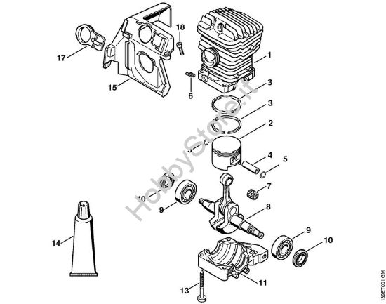 Cilindro 039 Motoseghe a benzina (MS) 029 della marca STIHL