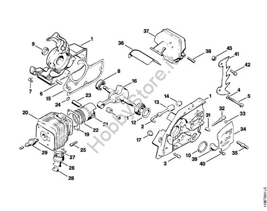 Albero a gomito, cilindro Motoseghe a benzina (MS) 031 della marca STIHL