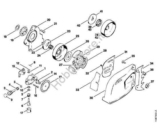 Pompa olio, dispositivo tendicatena, coperchio rocchetto catena Motoseghe a benzina (MS) 031 della marca STIHL
